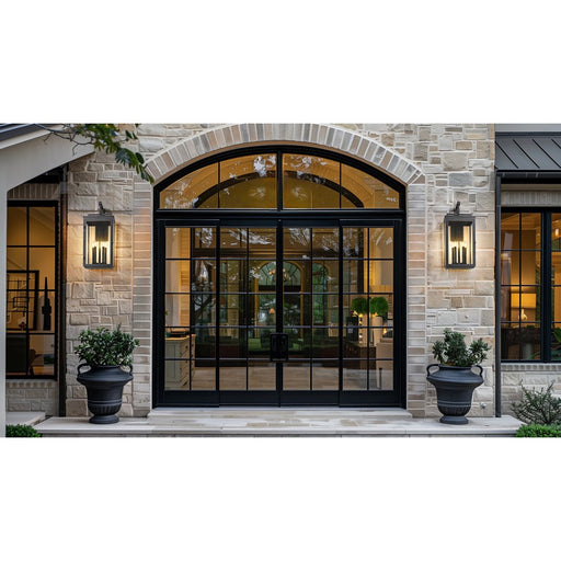 Z-Lite Hartwell 5 Light Outdoor Wall Light, Sand Black/Clear Seedy