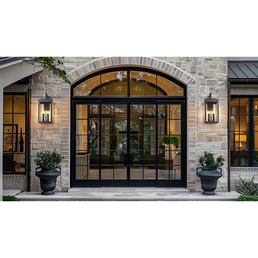 Z-Lite Hartwell 5 Light Outdoor Wall Light, Sand Black/Clear Seedy