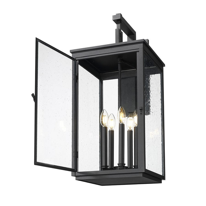 Z-Lite Hartwell 5 Light Outdoor Wall Light, Sand Black/Clear Seedy