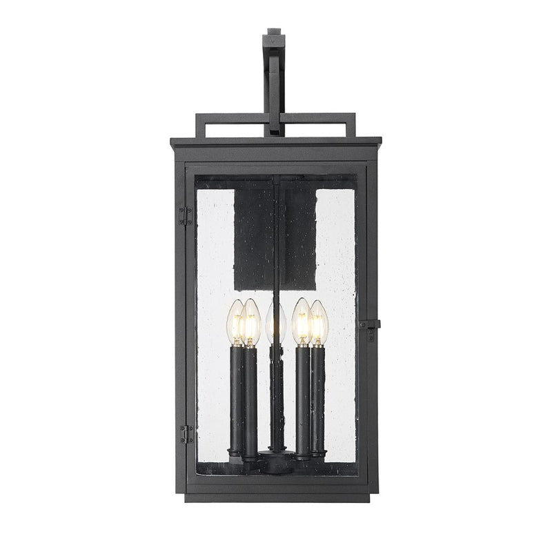 Z-Lite Hartwell 5 Light Outdoor Wall Light, Sand Black/Clear Seedy