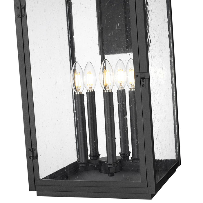 Z-Lite Hartwell 5 Light Outdoor Wall Light, Sand Black/Clear Seedy
