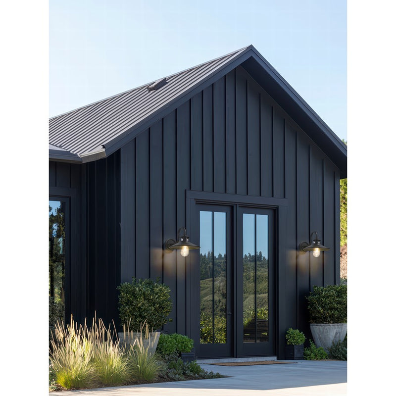 Z-Lite RLM 1 Light 16" Outdoor Wall Light, Sand Black/Clear
