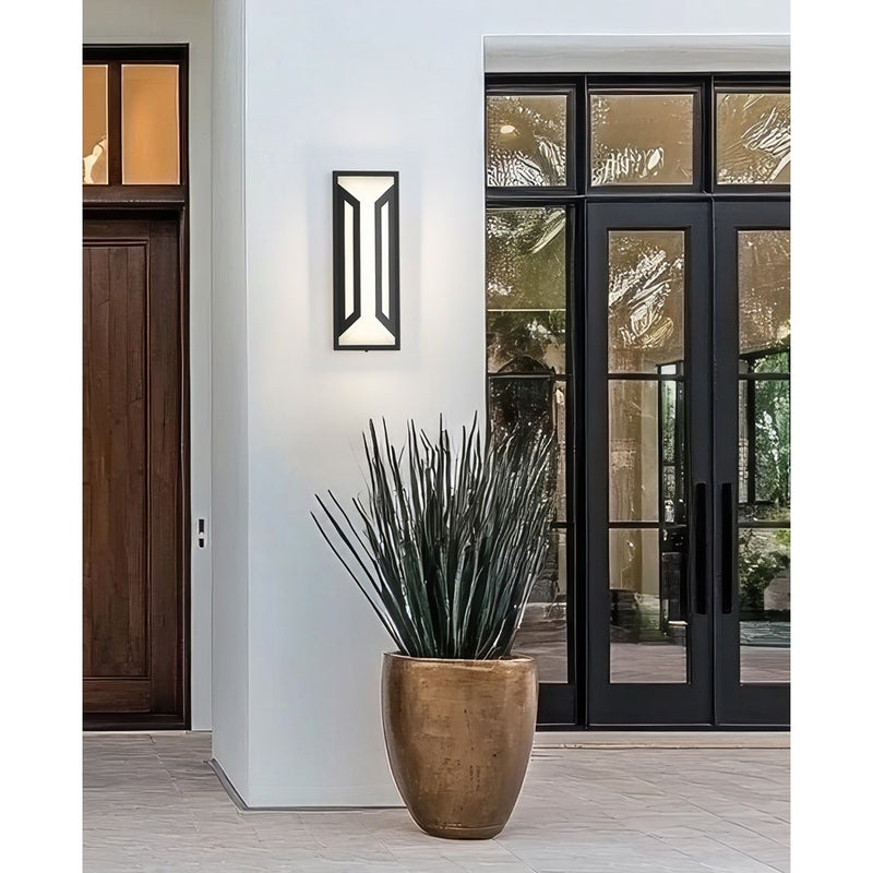 Z-Lite Banff 2Lt 16" Outdoor Wall Light, Sand Black/Opal Etched