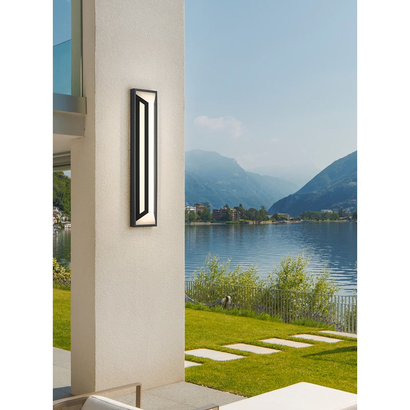 Z-Lite Banff 2Lt 28" Outdoor Wall Light, Sand Black/Opal Etched