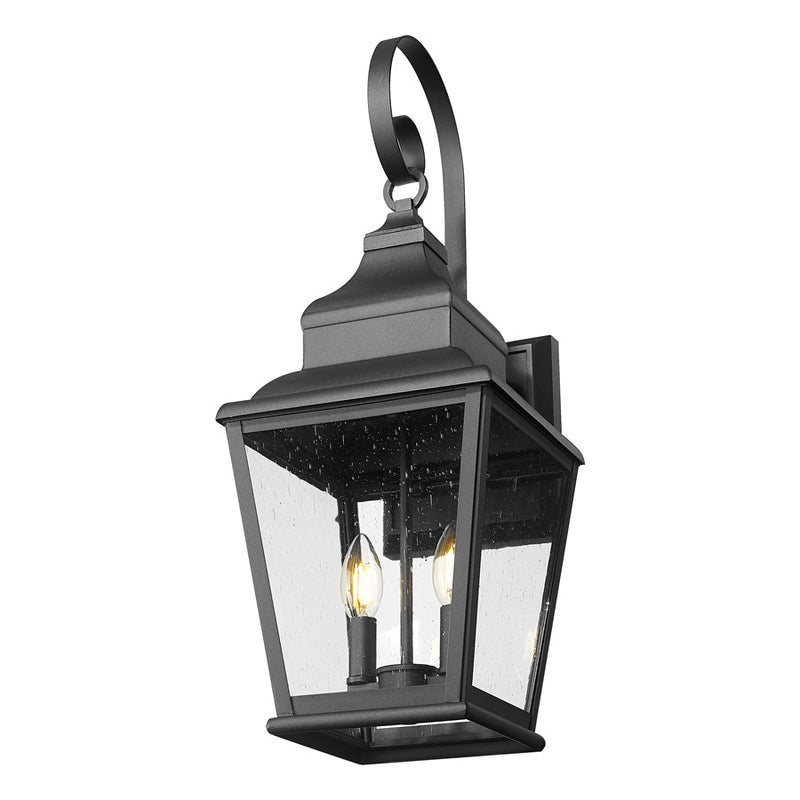 Z-Lite Raphael 2 Light Outdoor Wall Light, Sand Black/Clear Seedy