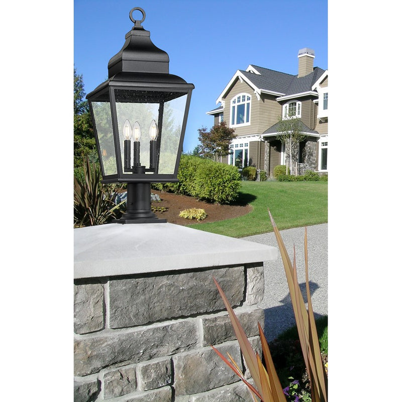 Z-Lite Raphael 3Lt 30" Outdoor Pier Mount, Black/Clear Seedy