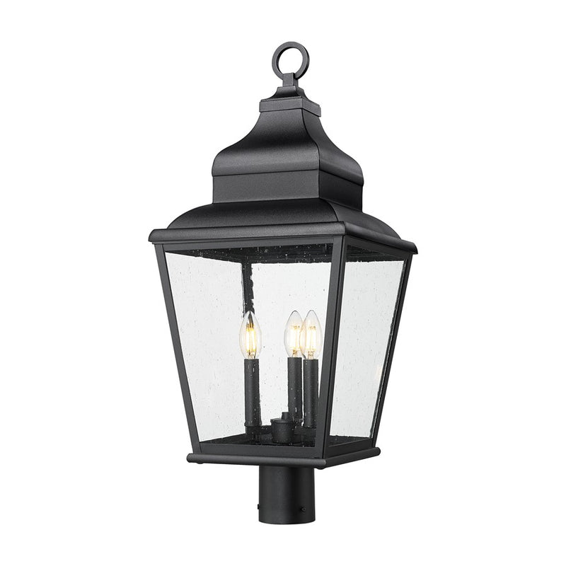 Z-Lite Raphael 3Lt 28" Outdoor Post Mount, Sand Black/Clear Seedy - 5029PHBR-BK