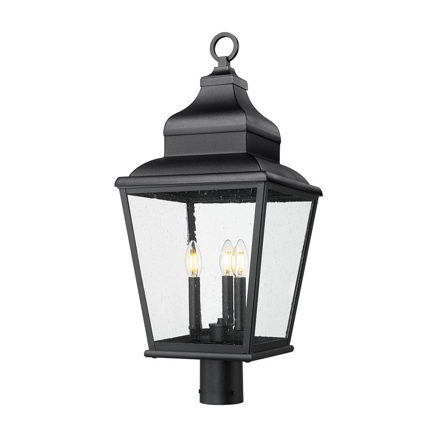 Z-Lite Raphael 3Lt 28" Outdoor Post Mount, Sand Black/Clear Seedy - 5029PHBR-BK