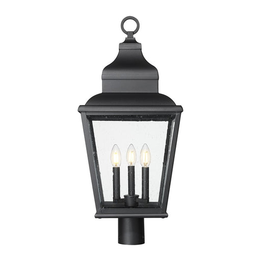 Z-Lite Raphael 3Lt 28" Outdoor Post Mount, Sand Black/Clear Seedy