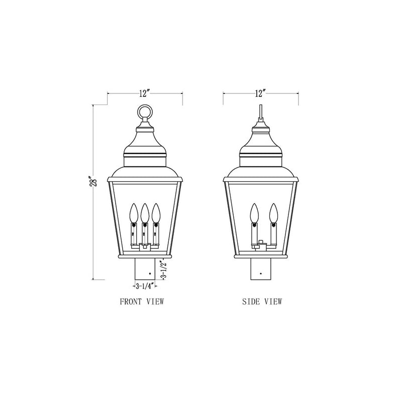 Z-Lite Raphael 3Lt 28" Outdoor Post Mount, Sand Black/Clear Seedy