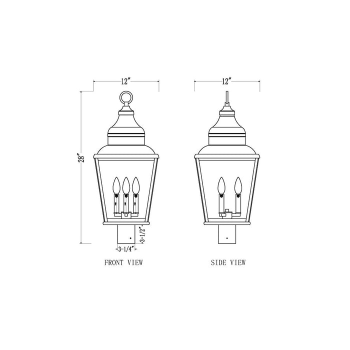 Z-Lite Raphael 3Lt 28" Outdoor Post Mount, Sand Black/Clear Seedy
