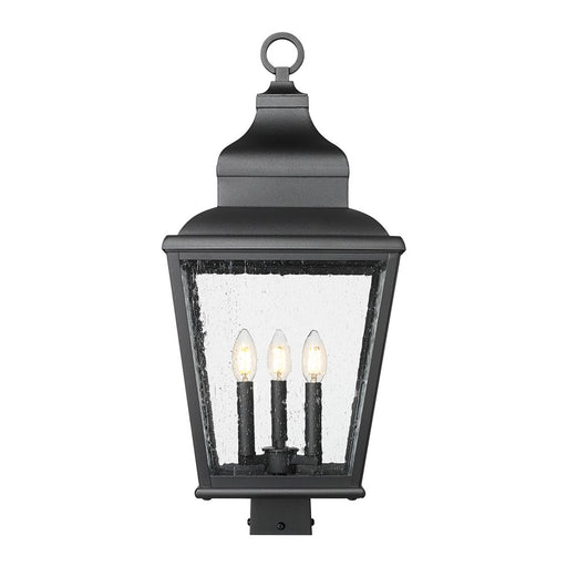 Z-Lite Raphael 3Lt 27" Outdoor Post Mount, Sand Black/Clear Seedy