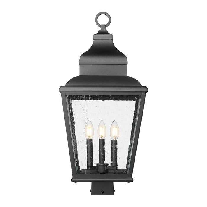 Z-Lite Raphael 3Lt 27" Outdoor Post Mount, Sand Black/Clear Seedy