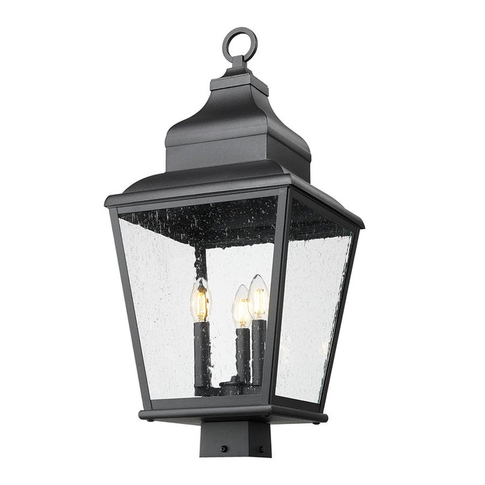 Z-Lite Raphael 3Lt 27" Outdoor Post Mount, Sand Black/Clear Seedy