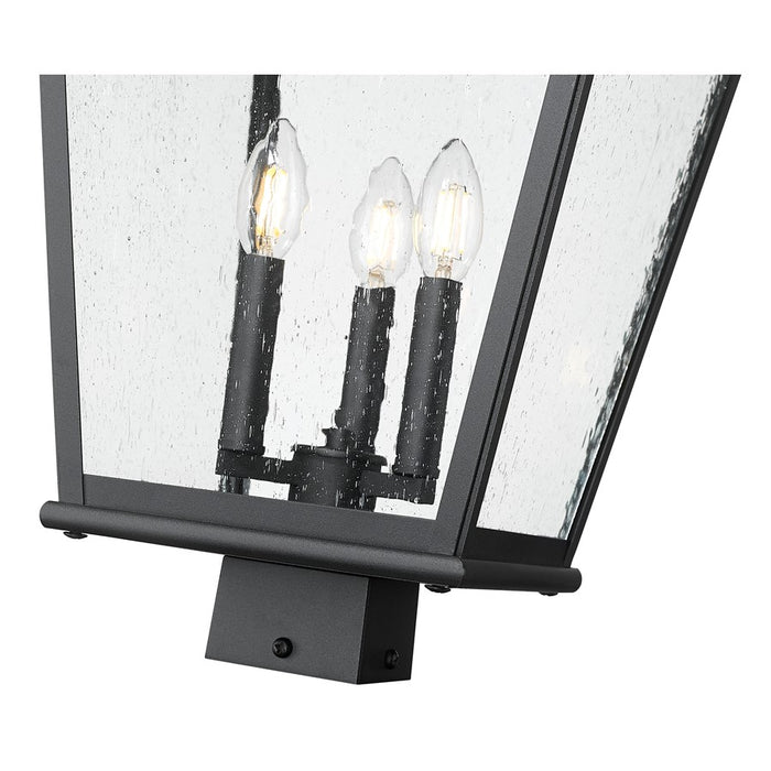 Z-Lite Raphael 3Lt 27" Outdoor Post Mount, Sand Black/Clear Seedy