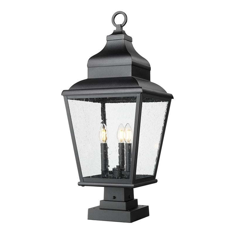 Z-Lite Raphael 3Lt 30" Outdoor Pier Mount/Square, Black/Seed - 5029PHBS-SQPM-BK