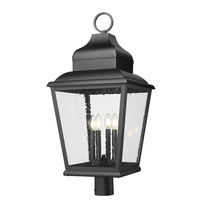 Z-Lite Raphael 4Lt 33" Outdoor Post Mount, Sand Black/Clear Seedy - 5029PHXLR-BK