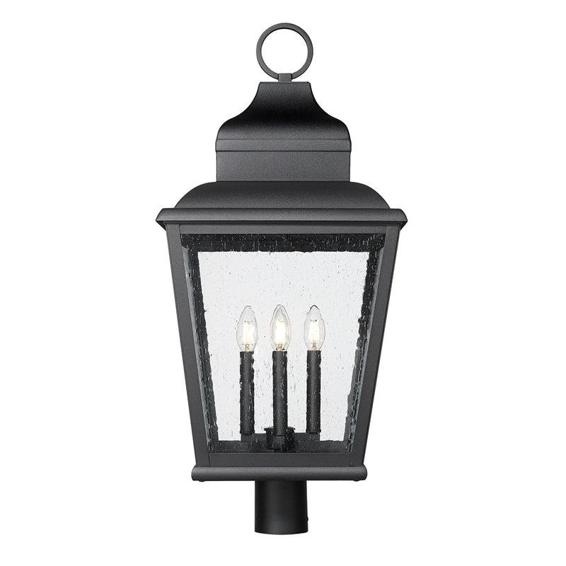 Z-Lite Raphael 4Lt 33" Outdoor Post Mount, Sand Black/Clear Seedy