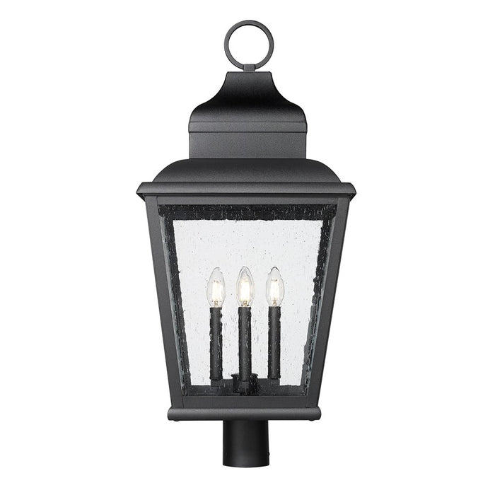 Z-Lite Raphael 4Lt 33" Outdoor Post Mount, Sand Black/Clear Seedy