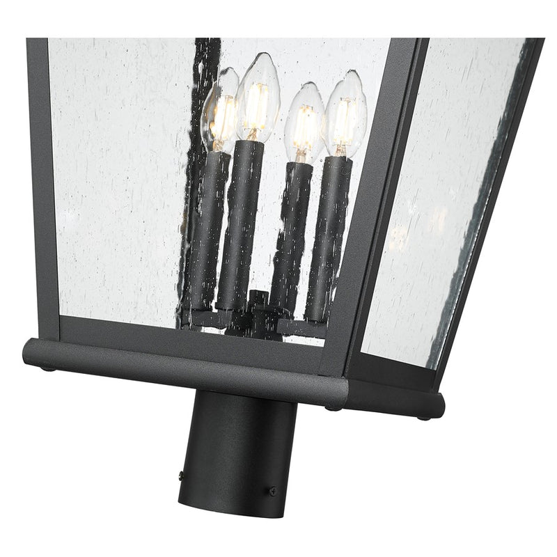 Z-Lite Raphael 4Lt 33" Outdoor Post Mount, Sand Black/Clear Seedy