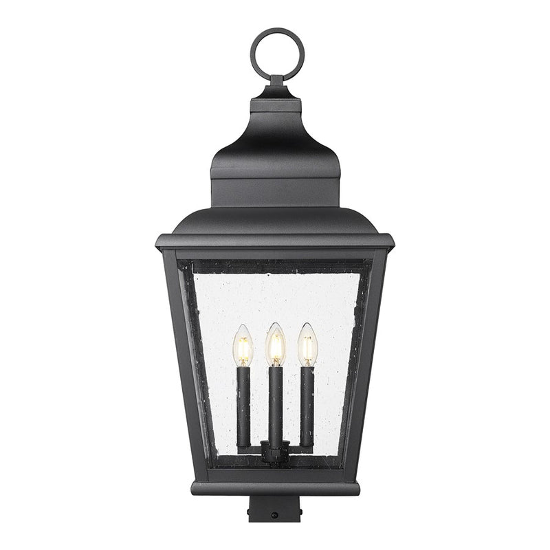 Z-Lite Raphael 4Lt 32" Outdoor Post Mount, Sand Black/Clear Seedy