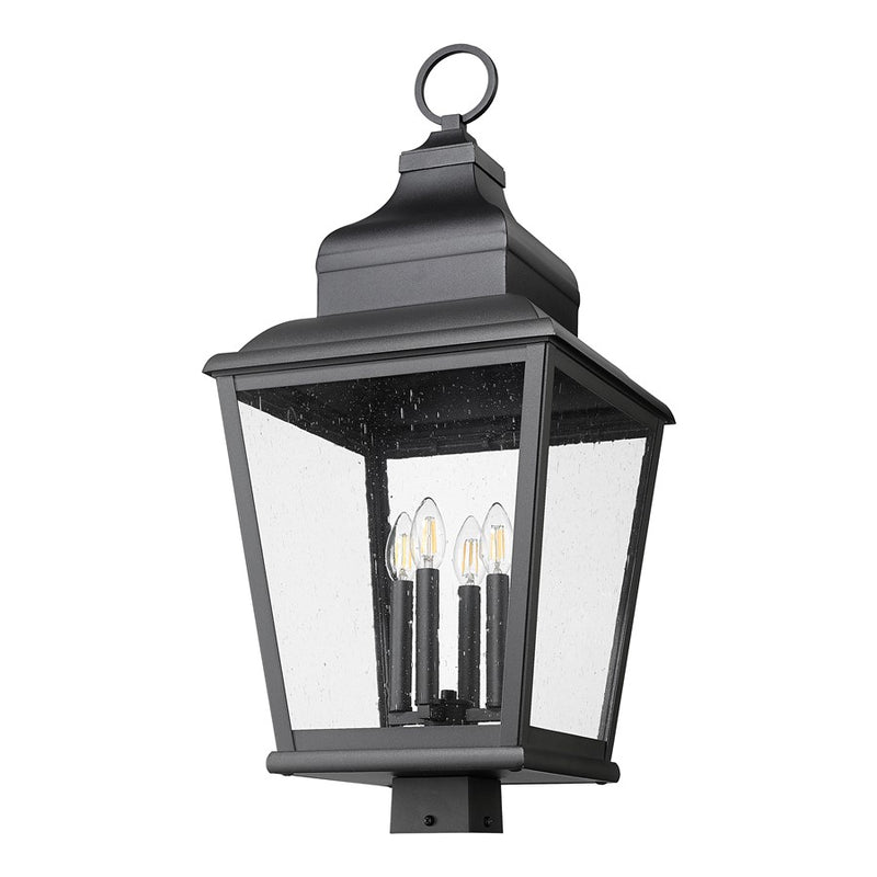 Z-Lite Raphael 4Lt 32" Outdoor Post Mount, Sand Black/Clear Seedy