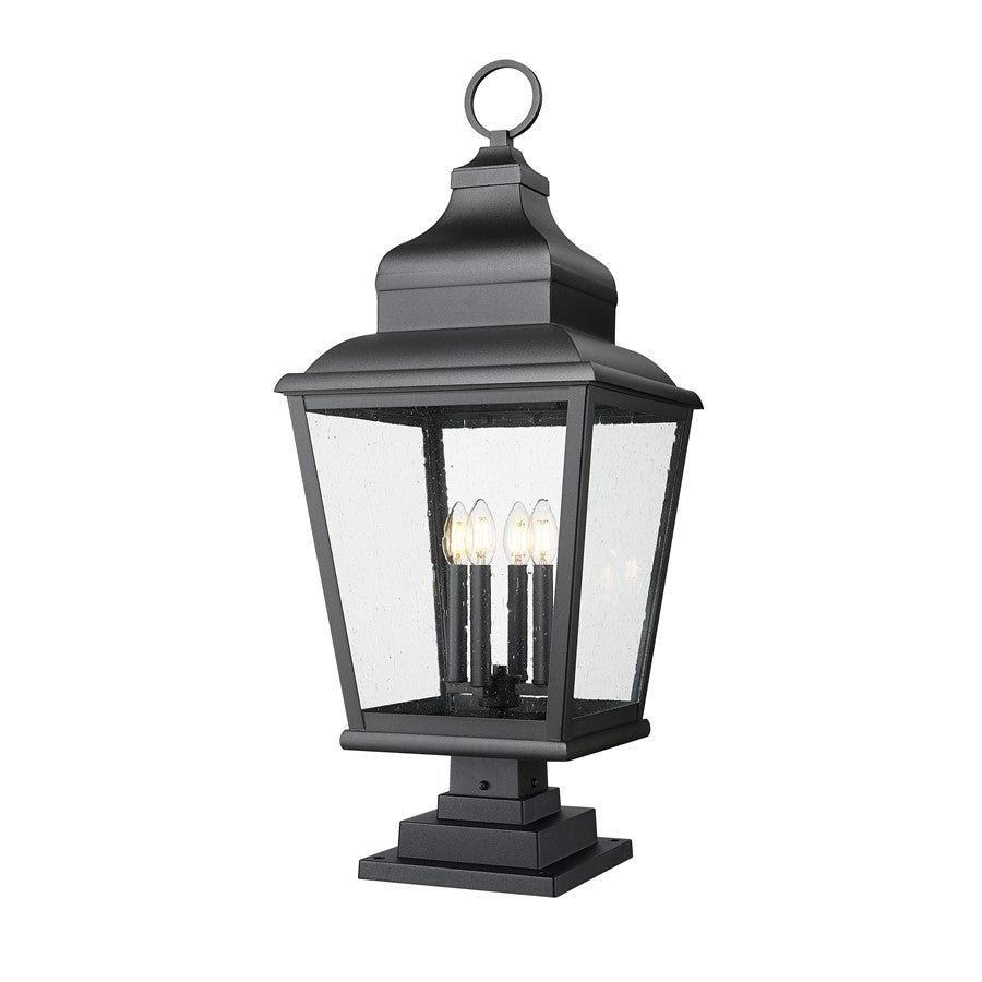 Z-Lite Raphael 4Lt 35" Outdoor SQ Pier Mount, Black/Seed - 5029PHXLS-LSQPM-BK