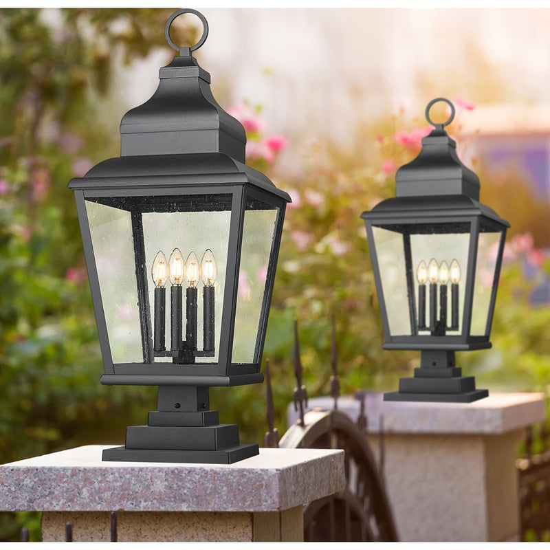 Z-Lite Raphael 4Lt 35" Outdoor Square Pier Mount, Black/Seed