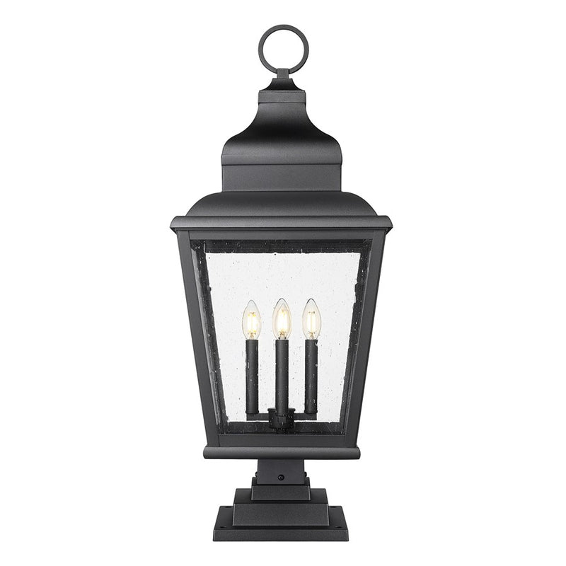 Z-Lite Raphael 4Lt 35" Outdoor Square Pier Mount, Black/Seed