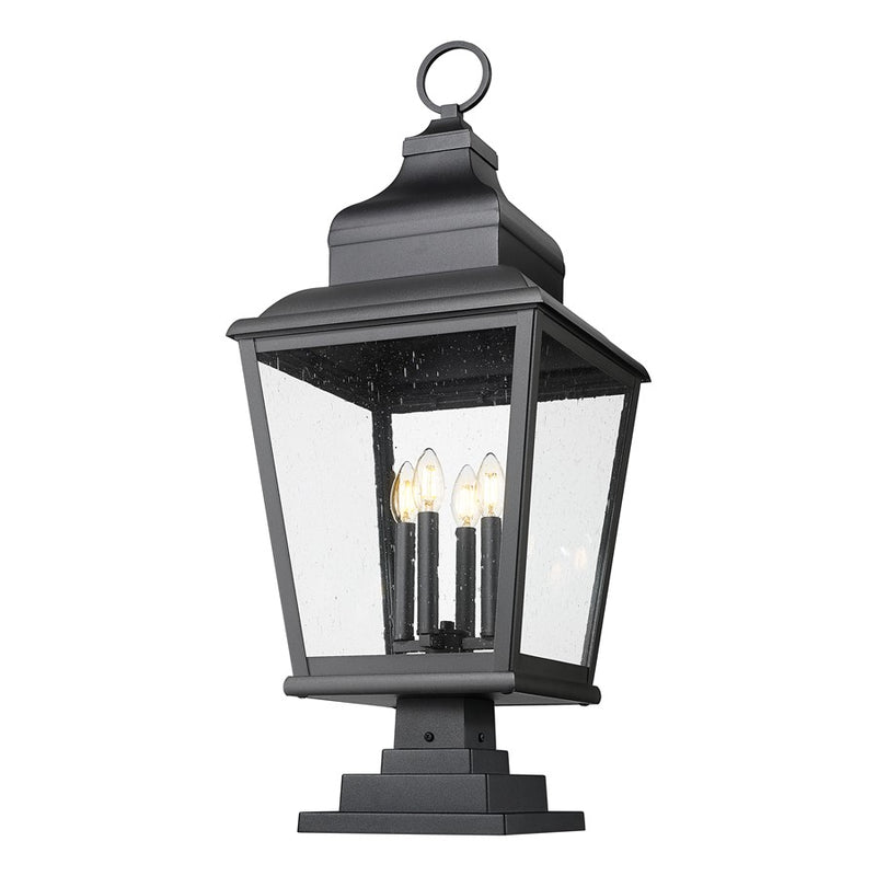 Z-Lite Raphael 4Lt 35" Outdoor Square Pier Mount, Black/Seed