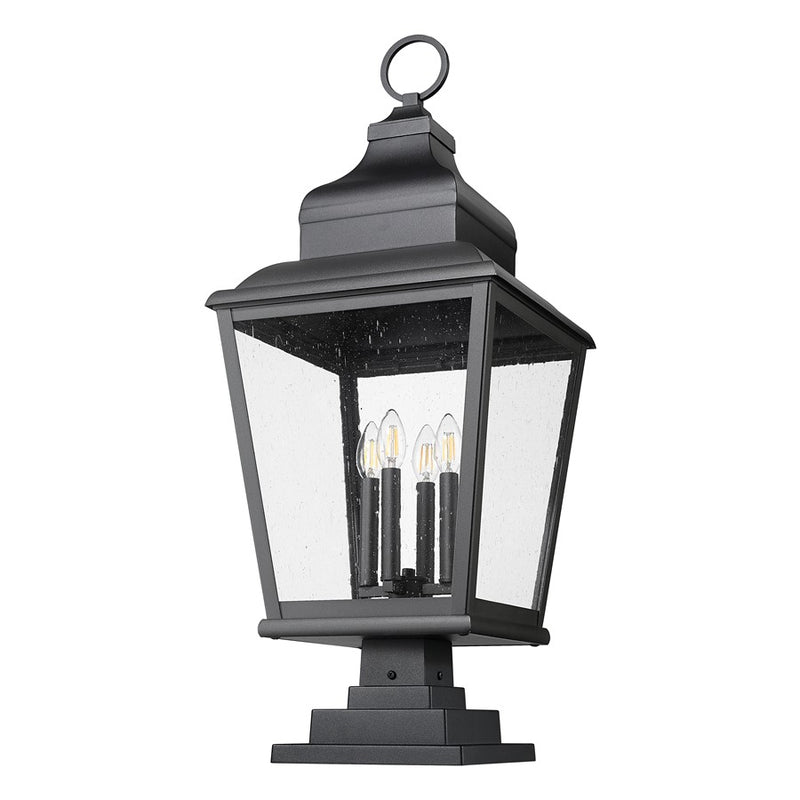 Z-Lite Raphael 4Lt 35" Outdoor Square Pier Mount, Black/Seed