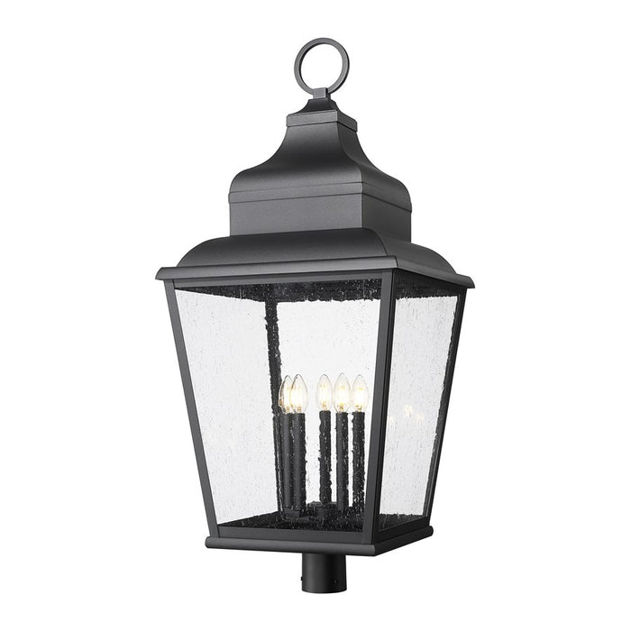 Z-Lite Raphael 5Lt 41" Outdoor Post Mount, Black/Clear Seedy - 5029PHXXLR-BK