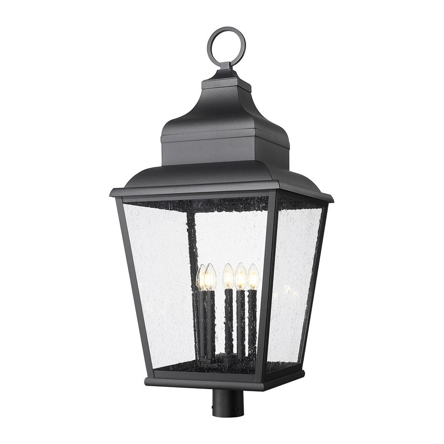 Z-Lite Raphael 5Lt 41" Outdoor Post Mount, Black/Clear Seedy - 5029PHXXLR-BK