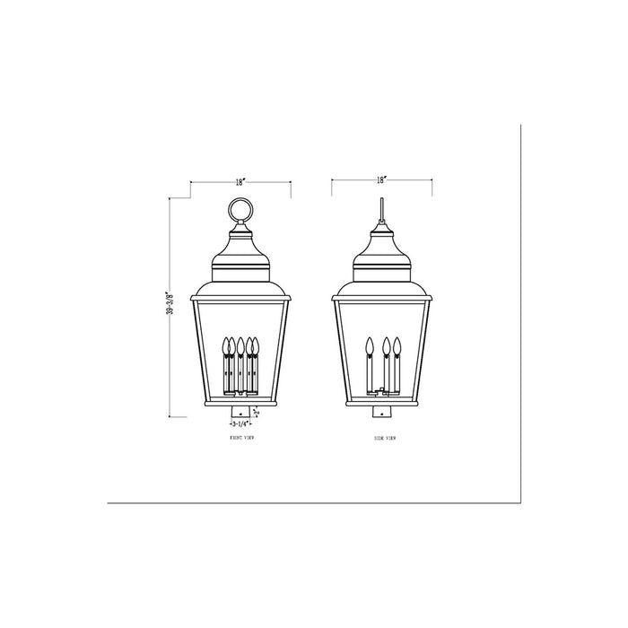 Z-Lite Raphael 5Lt 40" Outdoor Post Mount, Black/Clear Seedy