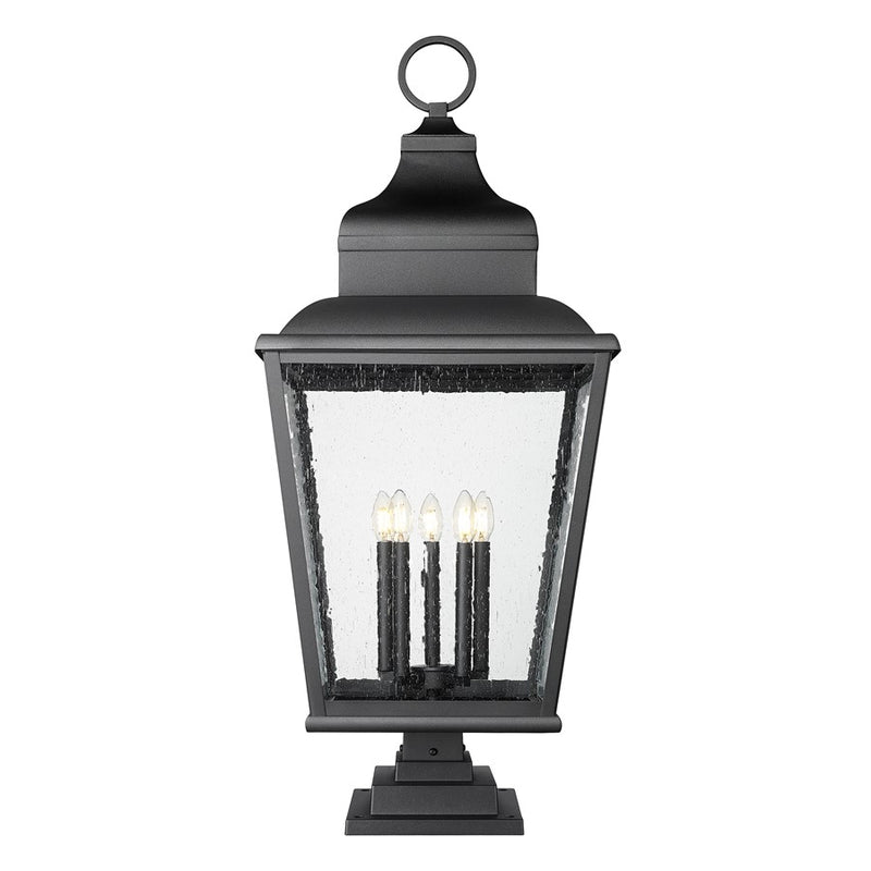 Z-Lite Raphael 5Lt 43" Outdoor Square Pier Mount, Black/Seed