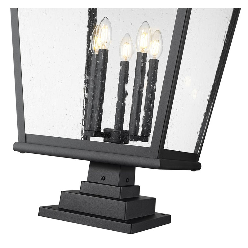 Z-Lite Raphael 5Lt 43" Outdoor Square Pier Mount, Black/Seed