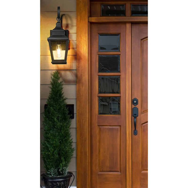 Z-Lite Raphael 1 Light Outdoor Wall Light, Sand Black/Clear Seedy