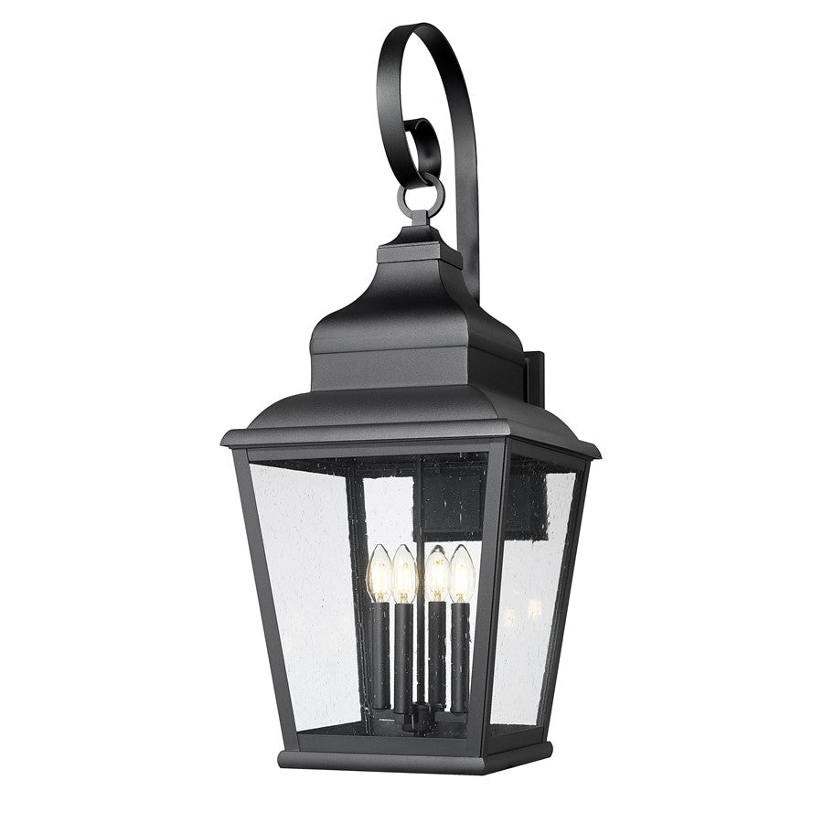 Z-Lite Raphael 4 Light Outdoor Wall Light, Sand Black/Clear Seedy - 5029XL-BK