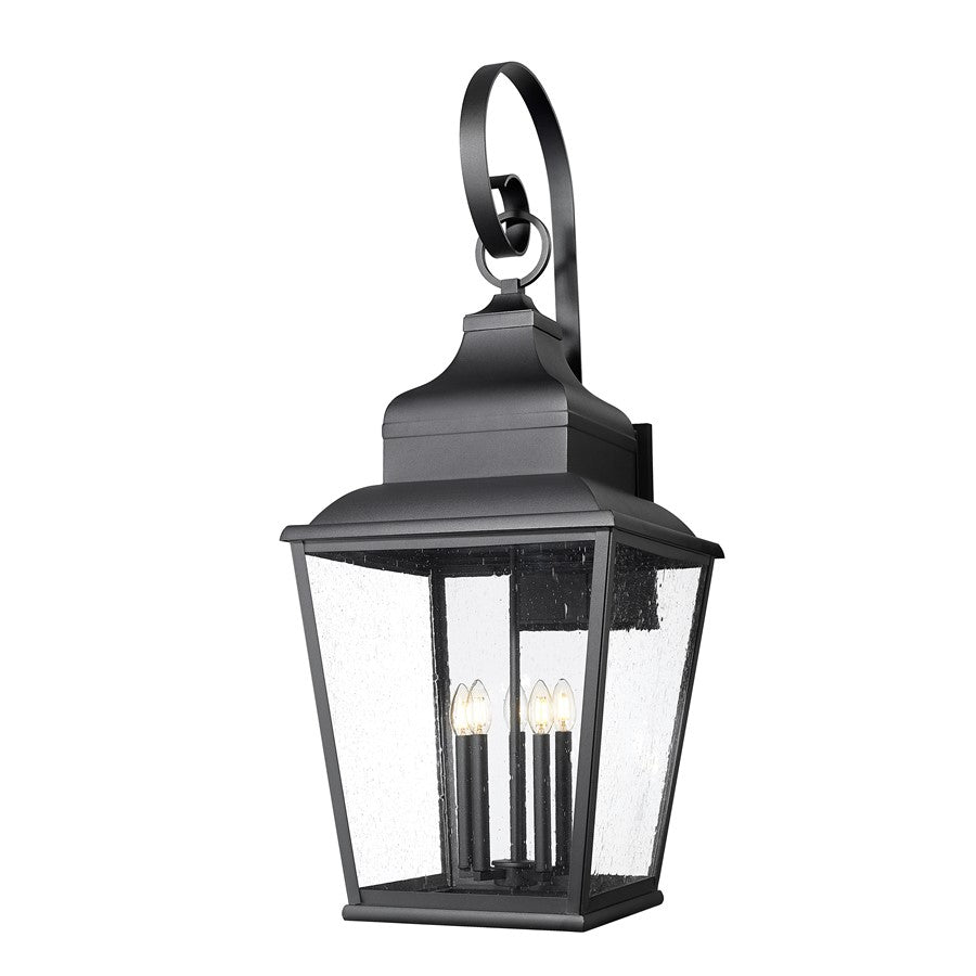 Z-Lite Raphael 5 Light Outdoor Wall Light, Sand Black/Clear Seedy - 5029XXL-BK