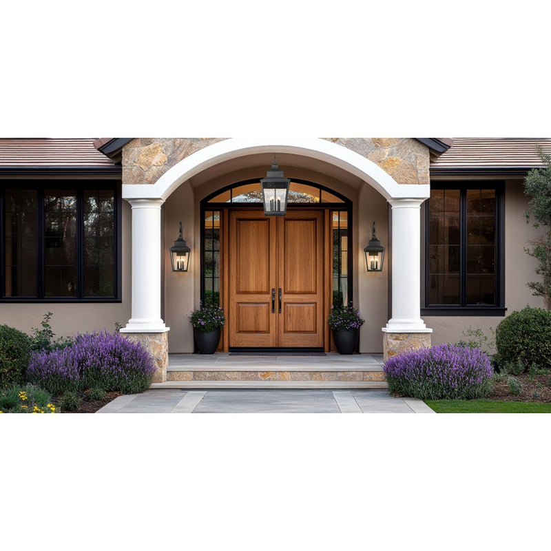 Z-Lite Raphael 5 Light Outdoor Wall Light, Sand Black/Clear Seedy