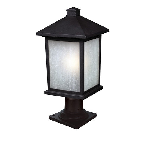 Z-Lite Holbrook 1 Light Outdr Post Mt, 9.5x20.25", Black, White Seed - 507PHB-533PM-BK