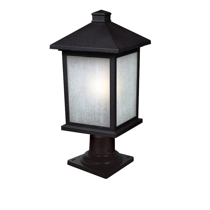 Z-Lite Holbrook 1 Light Outdr Post Mt, 9.5x20.25", Black, White Seed - 507PHB-533PM-BK