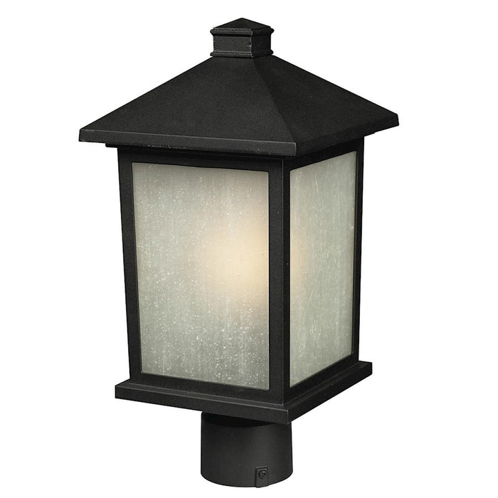 Z-Lite Holbrook Outdoor Post Light, 9.5x18.5", Black, White Seedy - 507PHB-BK