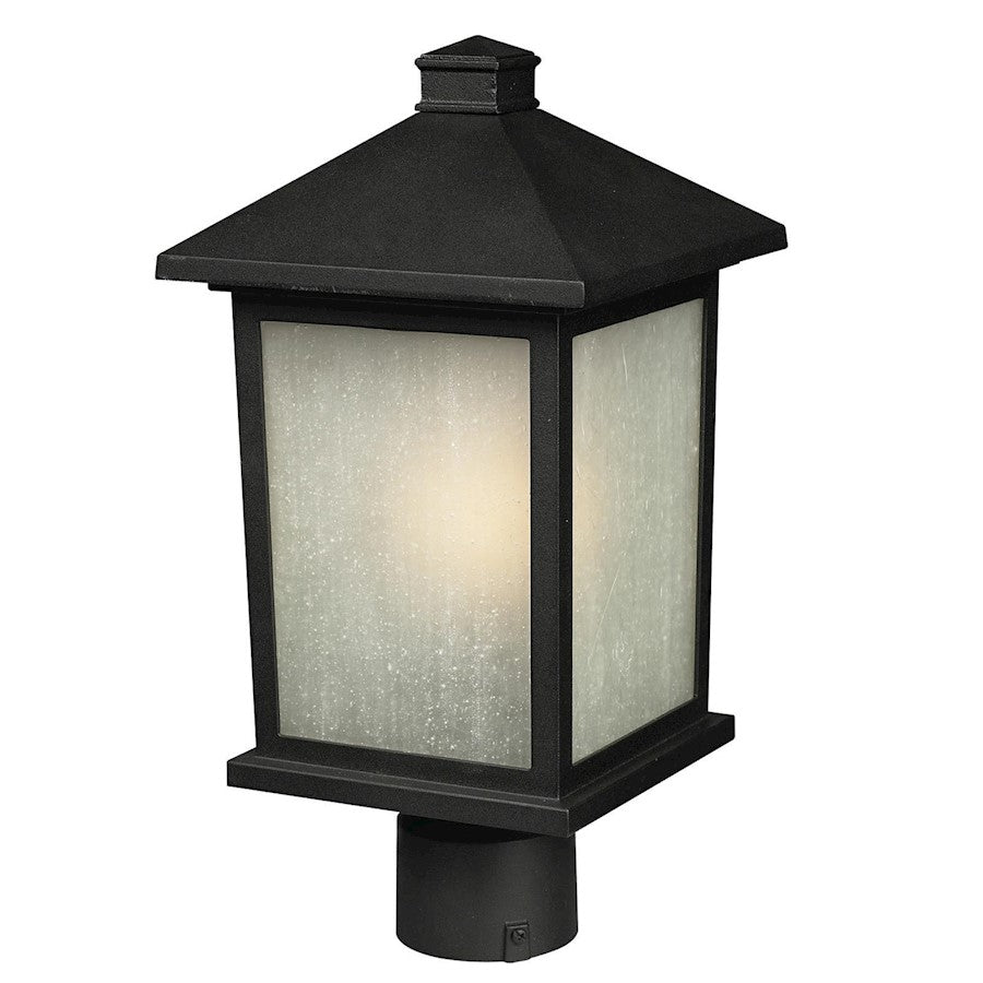 Z-Lite Holbrook Outdoor Post Light, 9.5x18.5", Black, White Seedy - 507PHB-BK