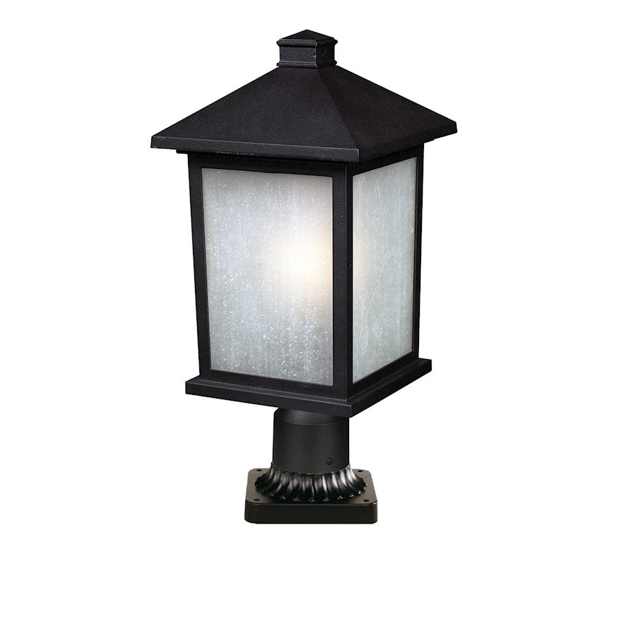 Z-Lite Holbrook 1 Light Outdoor Post Mt, 9.25x22", Black, White Seed - 507PHB-BK-PM