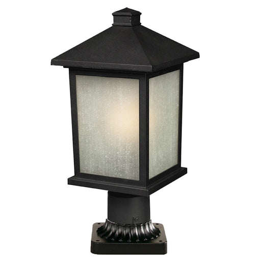 Z-Lite Holbrook Outdoor Post Light, 8x17.75", Black, White Seedy - 507PHM-BK-PM
