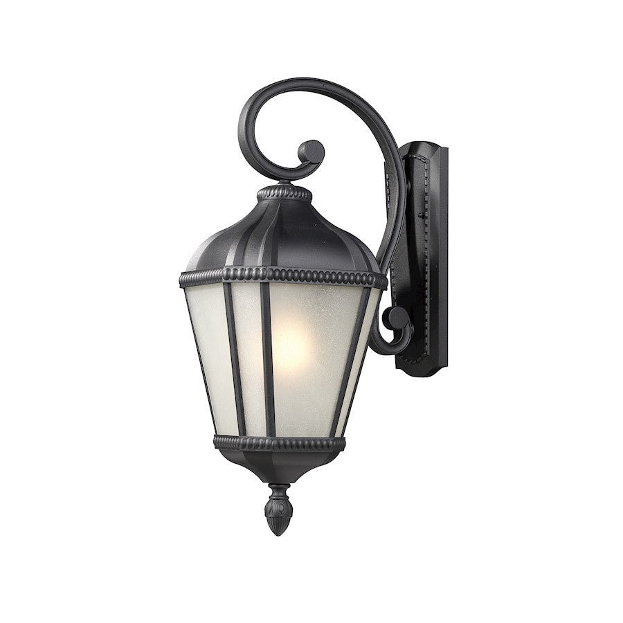 Z-Lite Waverly Outdoor Wall Light, 12.25x9x22.5", Black, White Seedy - 513S-BK