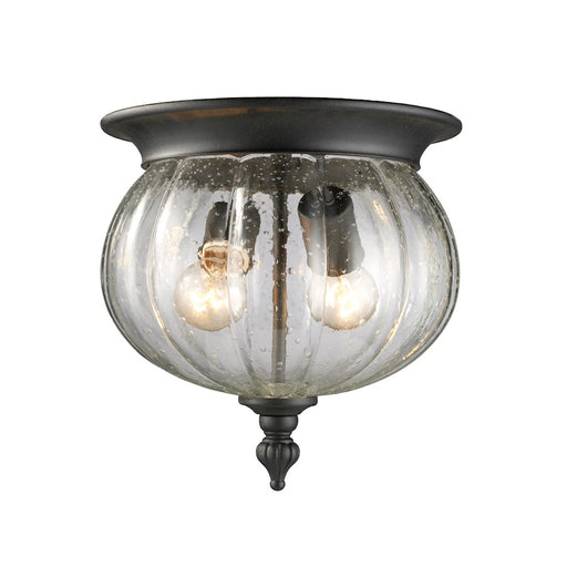 Z-Lite Belmont Outdoor Flush Mount Light, Black, Clear Seedy - 516F-BK