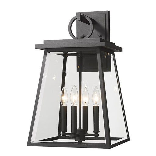 Z-Lite Broughton Outdoor Wall Sconce, Black/Clear Beveled