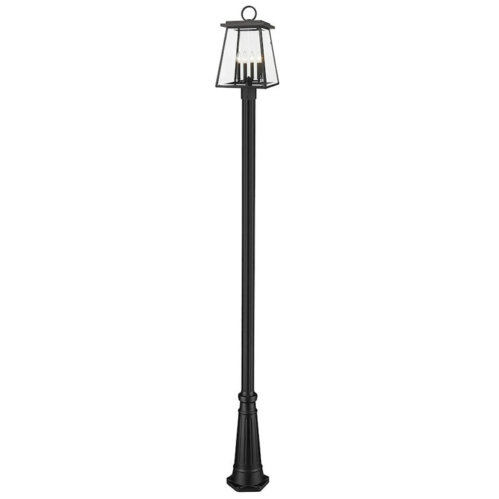 Z-Lite Broughton 4Lt 12.5" Outdoor Post/Round, Black/Beveled